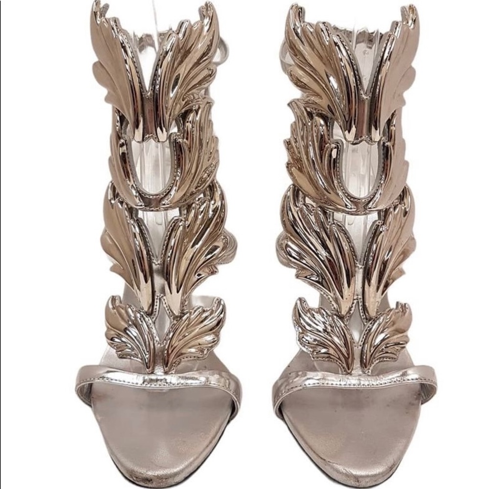 Giuseppe Zanotti silver Coline wings 110 mm sandals